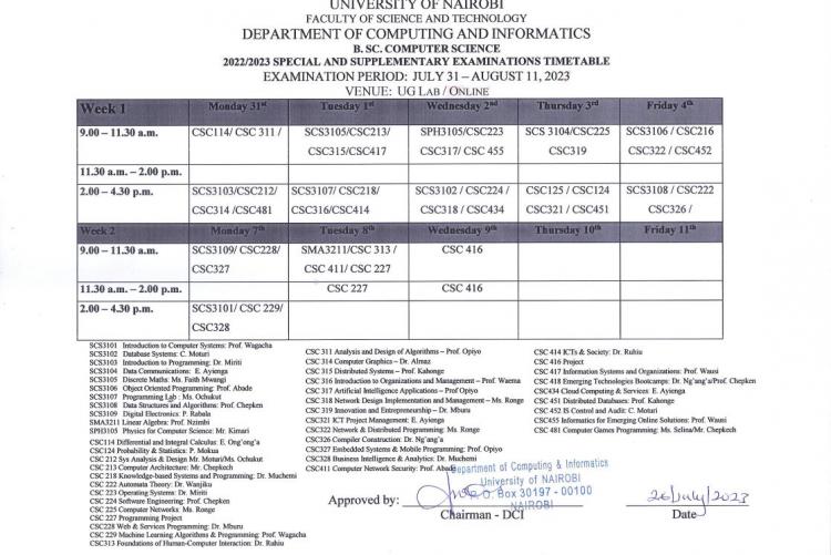 2022-22023 Supplementary_Special Examinations Timetable